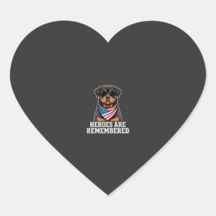 Adesivo Coração Desenho Vetorial de Cão Herói Rottweiler Patriótic