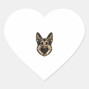 Adesivo Coração Desenho Vetorial de Cão Pastor em Gravura Antiga_1
