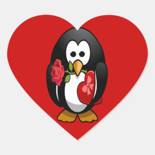 Adesivo Coração Desenhos animados engraçados do pinguim bonito do