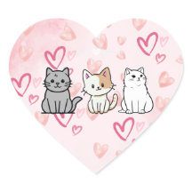 Desenhos de Gatos e Corações
