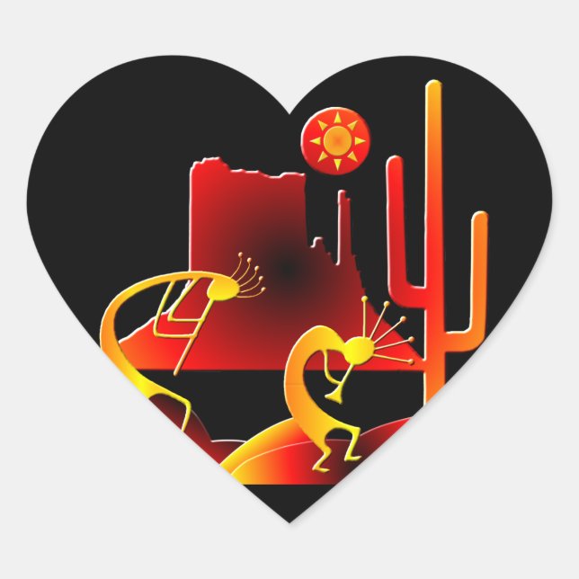 Adesivo Coração Desert Kokopelli (Frente)