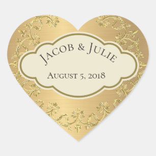 Adesivo Coração Design Cardíaco Dourado Metálico Elegante do Our