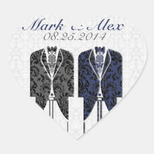 Adesivo Coração Design cinza de Casamento de Casais do Mesmo Sexo