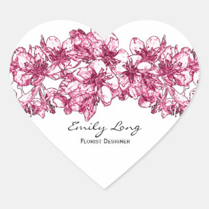 Adesivo Coração Design cor-de-rosa do esboço do arranjo da flor d