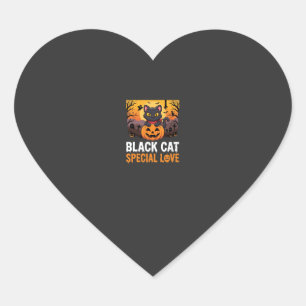 Adesivo Coração Design de Abóbora de Amor Especial de Gato Preto d