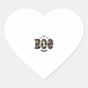 Adesivo Coração Design de Abóbora Fantasma Boo de Halloween Fofo
