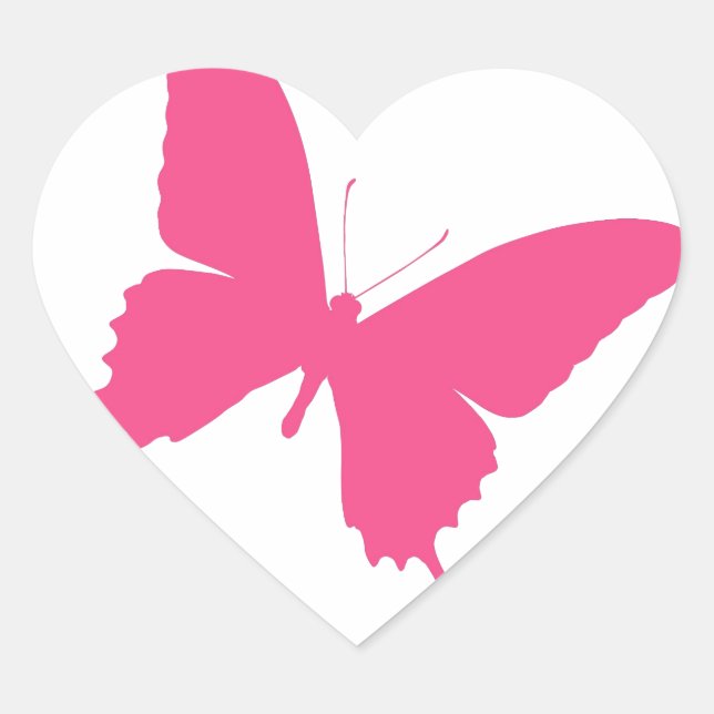Adesivo Coração Design de borboleta rosa simples (Frente)