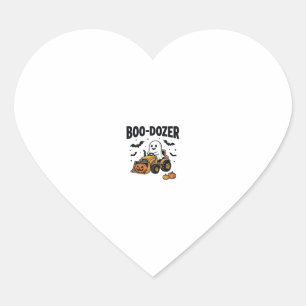 Adesivo Coração Design de Bulldozer Fantasma de Halloween Boo-Doze