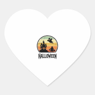 Adesivo Coração Design de Camisa Vintage Halloween Casa Assombrada