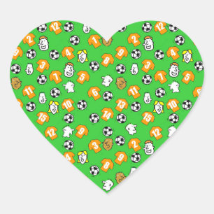 Adesivo Coração Design de futebol com camisas Douradas