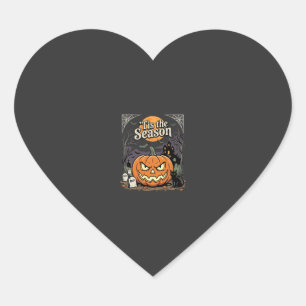 Adesivo Coração Design de Gato de Abóbora da Temporada de Hallowee