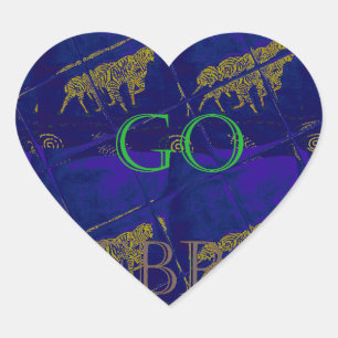 Adesivo Coração Design de Gráfico de Zebra Elegante em Royal Hue