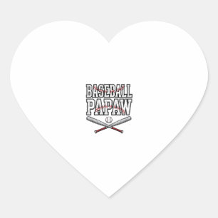 Adesivo Coração Design de Gravura Vintage Papaw de Beisebol_1