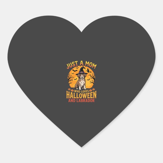 Adesivo Coração Design de Mãe Labradores no Halloween Feiticeira C (Frente)
