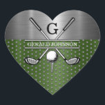 Adesivo Coração Design de Monograma de Golf Personalizado<br><div class="desc">Design de Monograma Elegante de Golf Personalizado Minimalista por Edward Eksi. Fácil modificação de INICIAIS e TEXTOS para suas necessidades.</div>