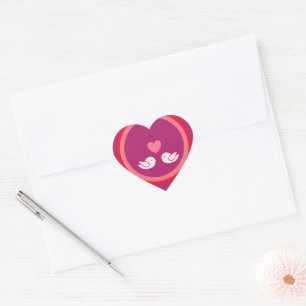 Adesivo Coração Design de Pássaro Fofo e Amor de Coração