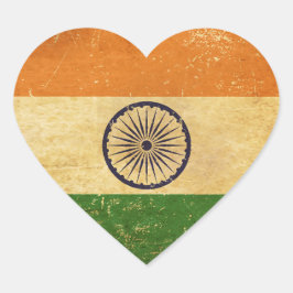 Adesivo Coração Design do Indian Flag Vintage Grunge