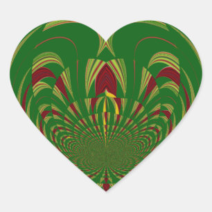 Adesivo Coração Design do Padrão Floral Verde-Étnico Africano