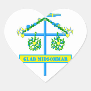Adesivo Coração design escandinavo, midsommar contente