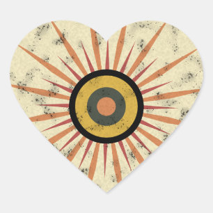 Adesivo Coração Design Retro Boho de Explosão Solar