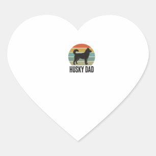 Adesivo Coração Design Vetorial de Cachorro Retro Husky Pai Vintag