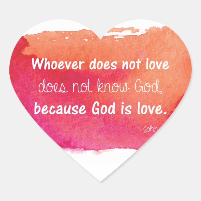 Adesivo Coração Deus é Amor, Bíblia de Pintura de Aquarela Verdade (Frente)