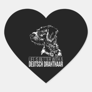 Adesivo Coração Deutsch Drahthaar A vida é melhor que o cão dizer