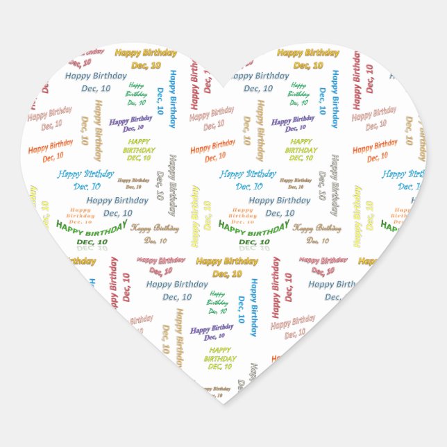 Adesivo Coração Dezembro, 10 Aniversário (Frente)