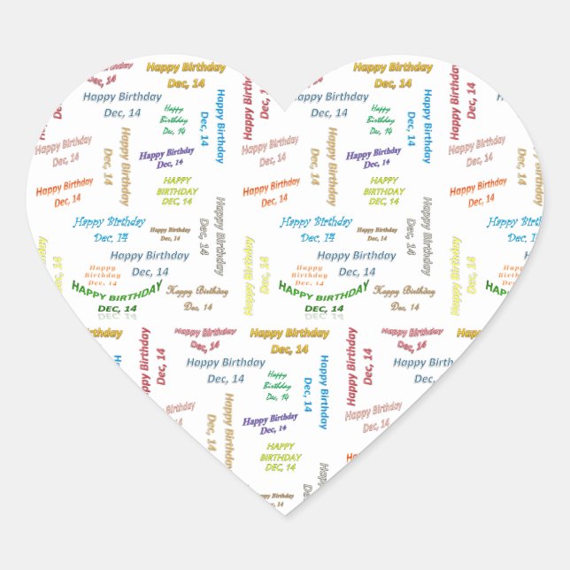 Adesivo Coração Dezembro, 14 Aniversário (Frente)