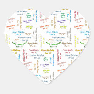 Adesivo Coração Dezembro, 16 Aniversário