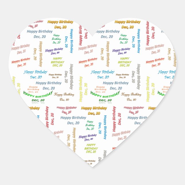 Adesivo Coração Dezembro, 20 Aniversário (Frente)