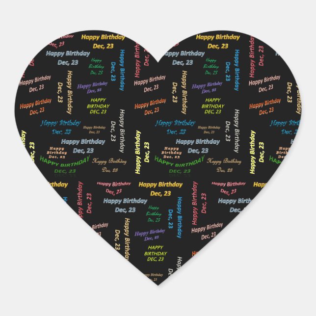 Adesivo Coração Dezembro, 23 Aniversário (Frente)