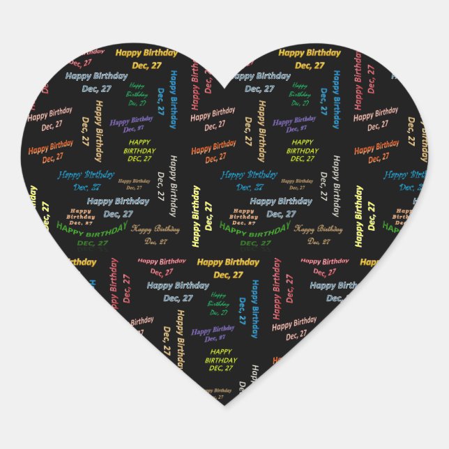 Adesivo Coração Dezembro, 27 Aniversário (Frente)