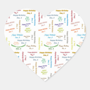 Adesivo Coração Dezembro, 3 Aniversário