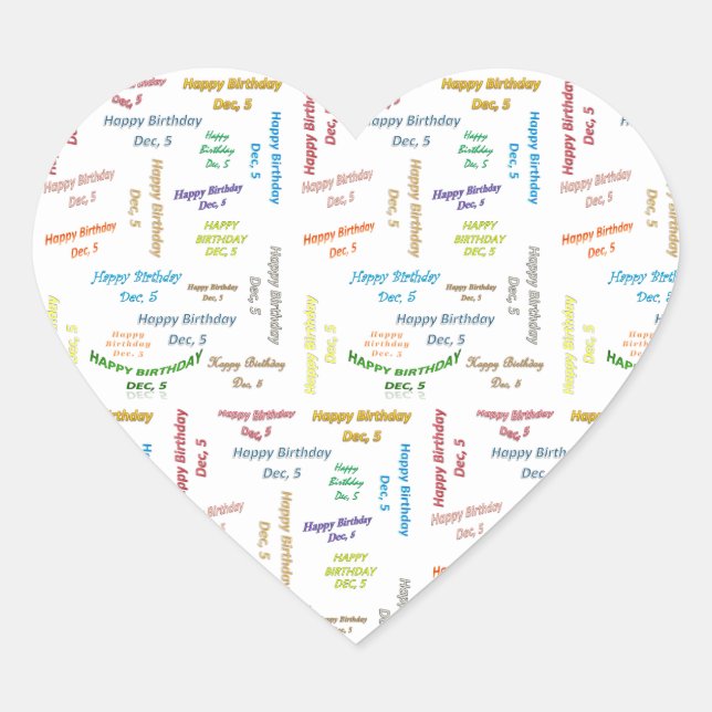 Adesivo Coração Dezembro, 5 Aniversário (Frente)