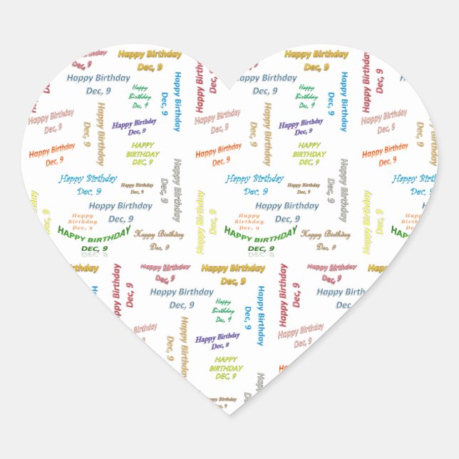 Adesivo Coração Dezembro, 9 Aniversário (Frente)