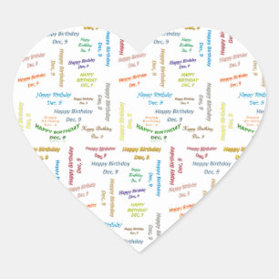 Adesivo Coração Dezembro, 9 Aniversário