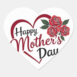 Adesivo Coração Dia de as mães Feliz