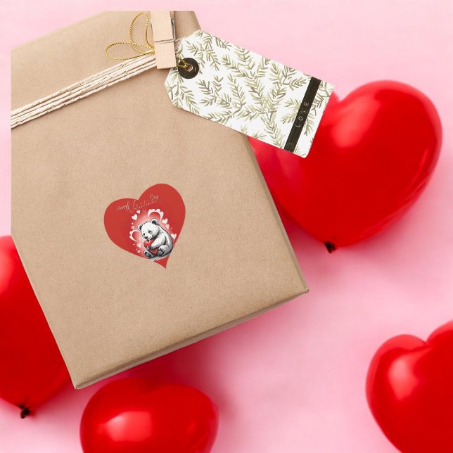 Adesivo Coração Dia de os namorados com Urso Rico (Criador carregado)