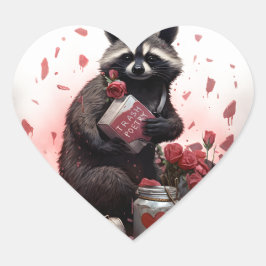 Adesivo Coração Dia de os namorados de poesia de lixo Raccoon