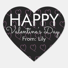 Adesivo Coração Dia de os namorados Escrivação Corações Rosa Preto