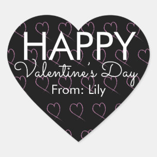 Adesivo Coração Dia de os namorados Escrivação Corações Rosa Preto