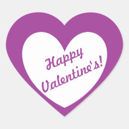 Adesivo Coração "Dia de os namorados Feliz", coração branco em rox