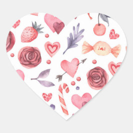 Adesivo Coração Dia de os namorados Floral E Doces