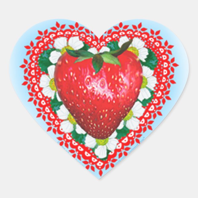 Adesivo Coração Dia de os namorados STRAWBERRY SWEETHEART (Frente)