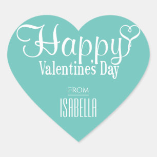 Adesivo Coração Dia de os namorados Turquoise Heart Sticker 1,5"x1