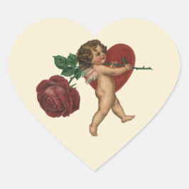 Adesivo Coração Dia de os namorados Vintage Cherub e Rosa Victoria