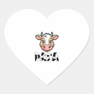 Adesivo Coração Dia de os pais de Padrão de Vaca Dada Impressão