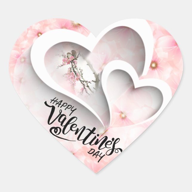 Adesivo Coração día de San Valentín floral (Frente)
