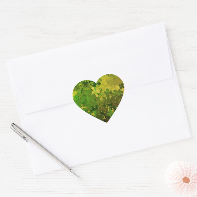 Adesivo Coração Dia de São Patrício Trevo (Envelope)